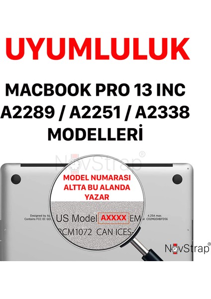 Apple Macbook Pro 13" M1 M2 Çip A2338 A2289 A2251 A1706 A1708 A1989 A2159 ile Uyumlu Kılıf