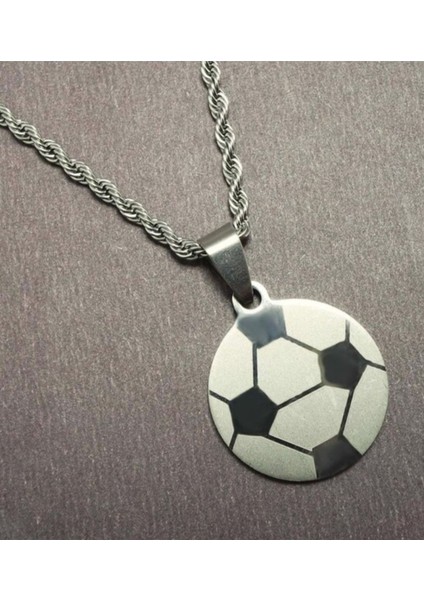 Erkek Futbol Topu Paslanmaz Çelik Silver Model Kolye