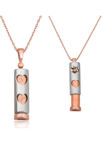 Gümüş Kalpli Çubuk Kolye