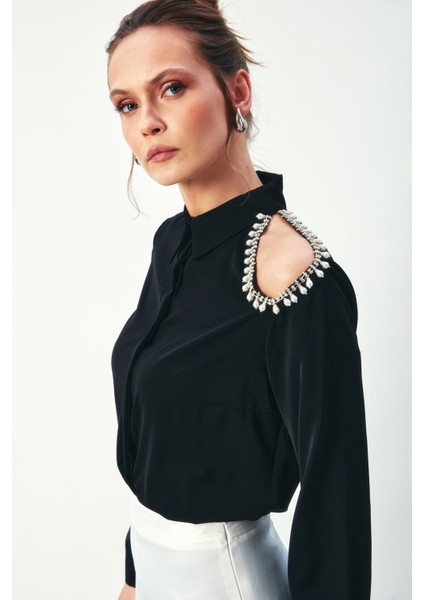 Tek Omuz Detaylı Gömlek - Siyah fiyatları