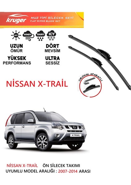 Nissan Xtrail 2007-2014 Arası Muz Silecek Takımı Araca Özel Orijinal Aparat