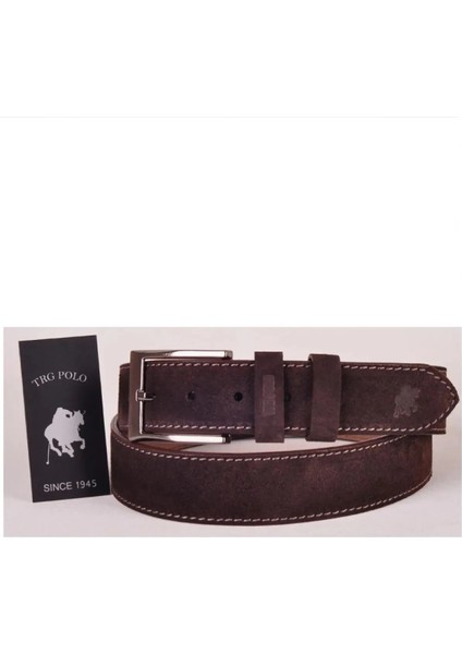 4,5 cm Kahve Nubuk Deri Kemer -0159