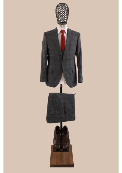 Yelekli Takım Elbise Slim Fit