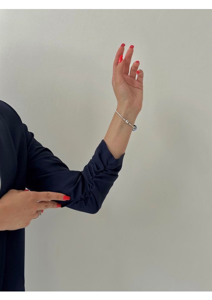 Kolu Büzgülü Blazer Ceket Lacivert modelleri