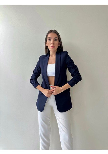 Kolu Büzgülü Blazer Ceket Lacivert fırsatları