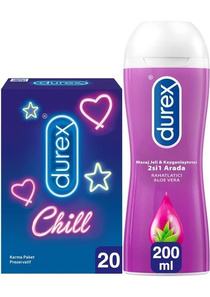 Chill Karma Prezervatif 20’li + Durex Play & Masaj Jeli Aloe Vera, 200 ml