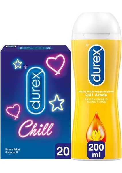 Chill Karma Prezervatif 20’li + Durex Play & Masaj Jeli Hassas Ylang 200 ml
