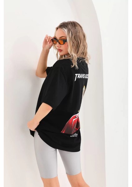 Baskılı Oversize T-Shirt Siyah