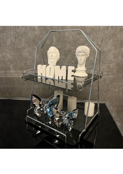 2 Katlı Üçgen Siyah Metal Banyo, Mutfak, Makyaj Organizatörü - Model 3 fırsatları