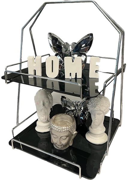 2 Katlı Üçgen Siyah Metal Banyo, Mutfak, Makyaj Organizatörü - Model 3 indirimleri