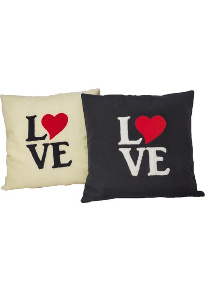 Love Punch Işlemeli Kırlent Kılıfı Tekli