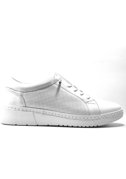 5277-1 Deri Gri & Beyaz Lastikli Kadın Casual Ayakkabı