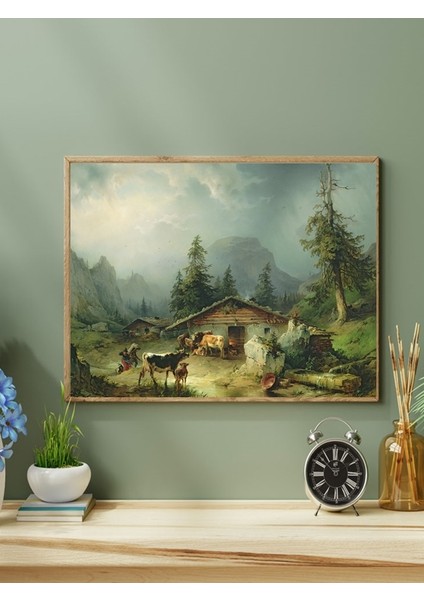 Friedrich Gauermann, Alp Kulübesi Tablosu Sanat Posteri