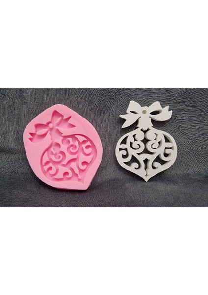 10CM Sarmaşık ve Kurdeleli Askı Silikon Kalıp K-1292, Kokulu Taş Sabun Alçı Mum Kalıbı