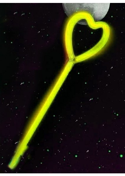 Karanlıkta Yanan Glow Stick Partisi Kalp Şekilli Asa Sopa 6 Renk 6 Adet (Lisinya)