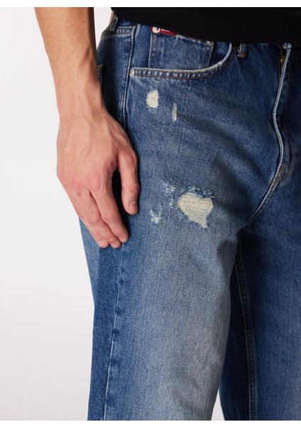 Normal Bel Straight Erkek Denim Pantolon 242 Lcm 121085 Baggy Mıd Blue fırsatları