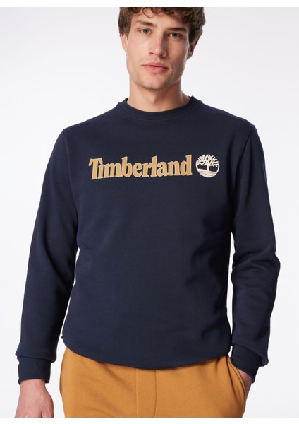 Lacivert Erkek Bisiklet Yaka Baskılı Sweatshirt TB0A5UJY4331_CREW Neck