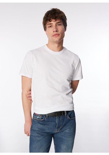 Yuvarlak Yaka Beyaz Erkek T-Shirt 242 Lcm 242019 Baselo Beyaz