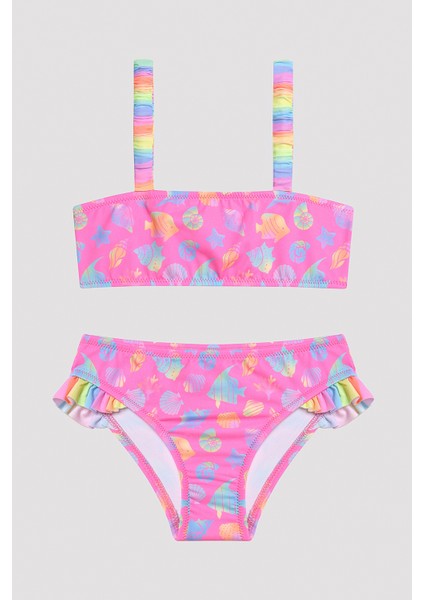 Kız Çocuk Colorful Ocean Bandeau Çok Renkli Bikini Takımı