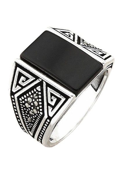 Erkek Yüzük Gümüş 925 Markazit Taşlı