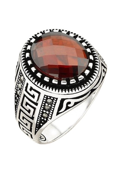 Erkek Yüzük Gümüş 925 Markazit Taşlı