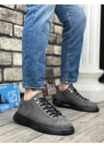 Ba0331 Erkek Yüksek Taban Füme Cilt Spor Ayakkabı