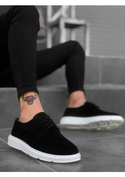 Ba0003 Klasik Spor Süet Siyah Beyaz Casual Erkek Ayakkabı