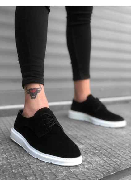 Ba0003 Klasik Spor Süet Siyah Beyaz Casual Erkek Ayakkabı
