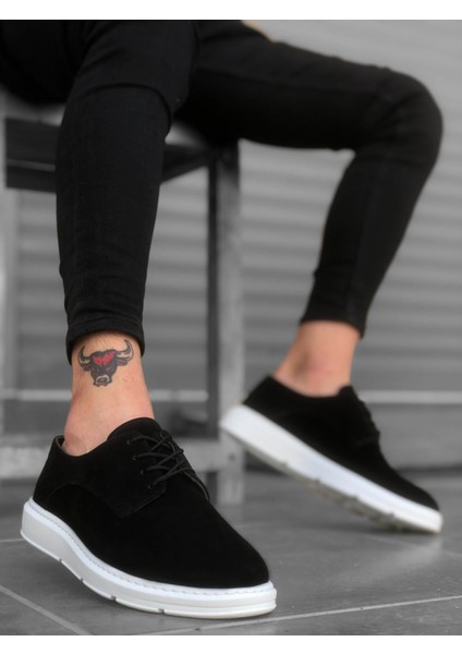 Ba0003 Klasik Spor Süet Siyah Beyaz Casual Erkek Ayakkabı