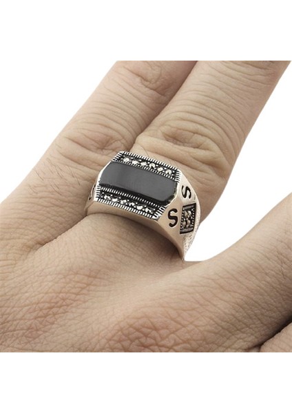Erkek Yüzük Gümüş 925 Markazit Taşlı fiyatları