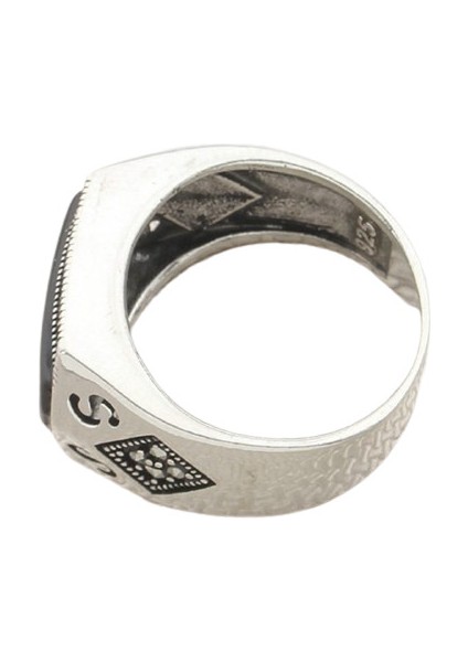 Erkek Yüzük Gümüş 925 Markazit Taşlı modelleri