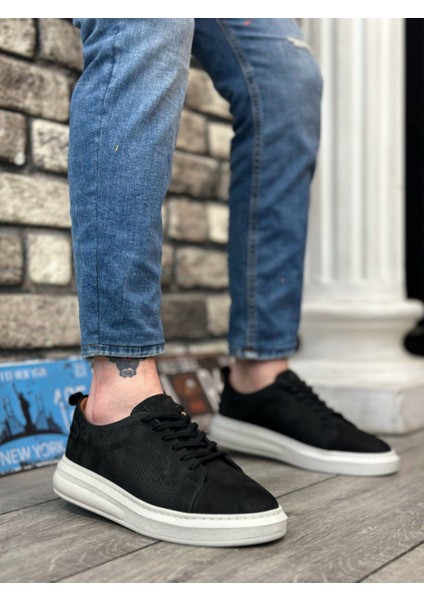 Ba0336 Içi Dışı Nubuk Deri Siyah Casual Erkek Ayakkabı
