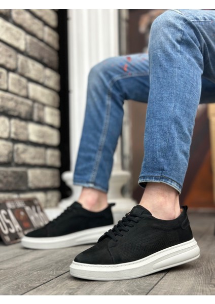 Ba0336 Içi Dışı Nubuk Deri Siyah Casual Erkek Ayakkabı