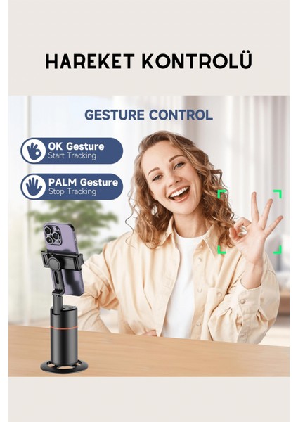 SF155 360 Derece Yapay Zeka Yüz Takipli Tripodlu Selfie Çubuğu