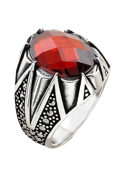 Erkek Yüzük Gümüş 925 Markazit Taşlı