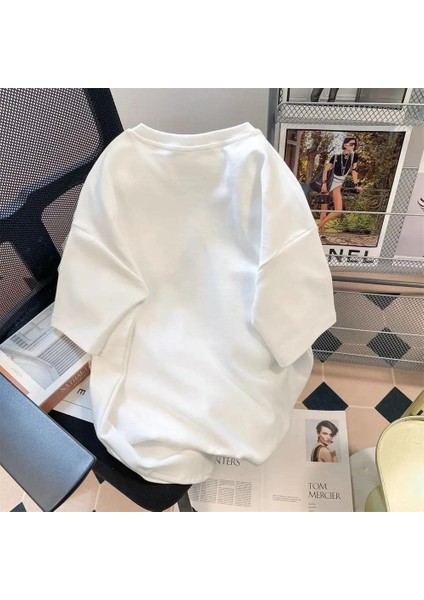 Heart Baskılı Beyaz Oversize T-Shirt fırsatları