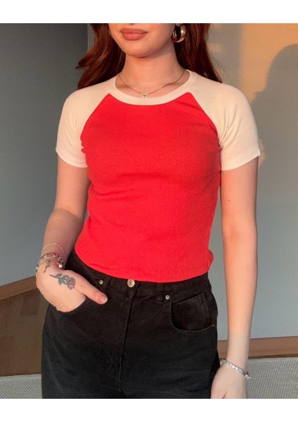 Reglan Kol Ribanalı Crop Bluz
