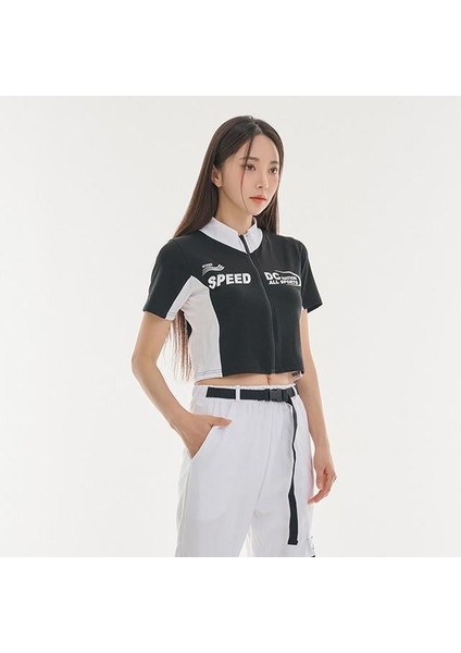 Speed Baskılı Fermuarlı Crop Top modelleri