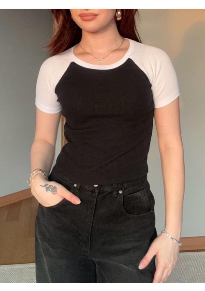 Reglan Kol Ribanalı Crop Bluz
