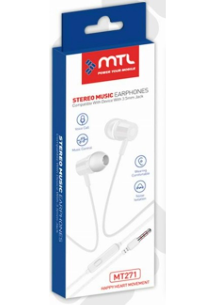 Tecno Pova 4 Uyumlu Mikrofonlu Stereo Kablolu Kulaklık MT271