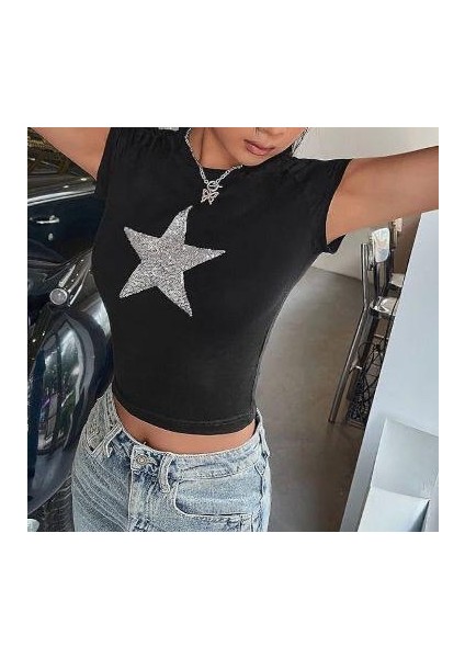 Pullu Star Crop Bluz fırsatları