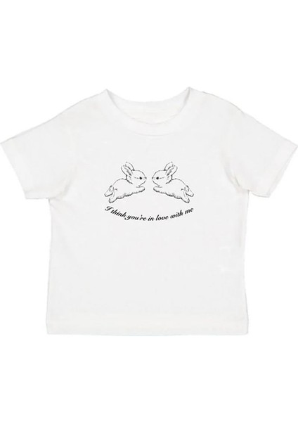 Y2K Beyaz Rabbit Crop