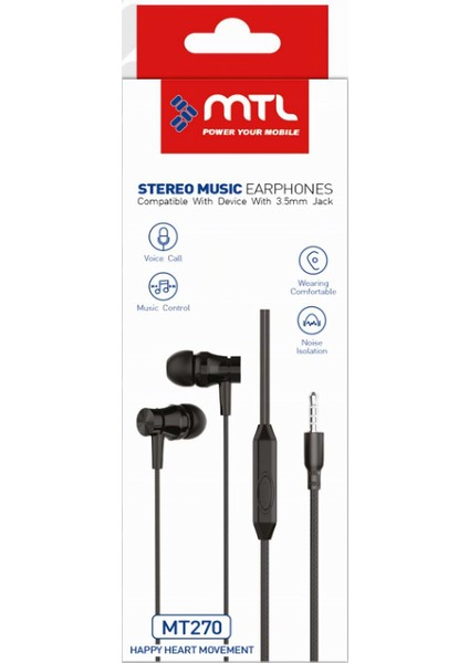 Realme C55 Uyumlu Kablolu Kulaklık Stereo MT270