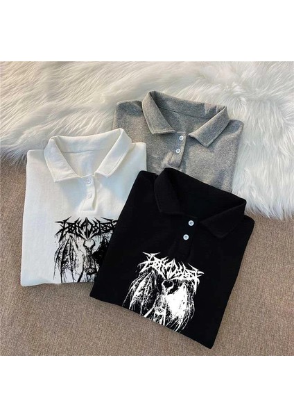 Gothic Devil Polo Yaka Crop fiyatları
