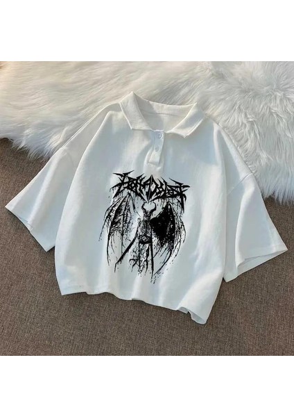Gothic Devil Polo Yaka Crop fırsatları