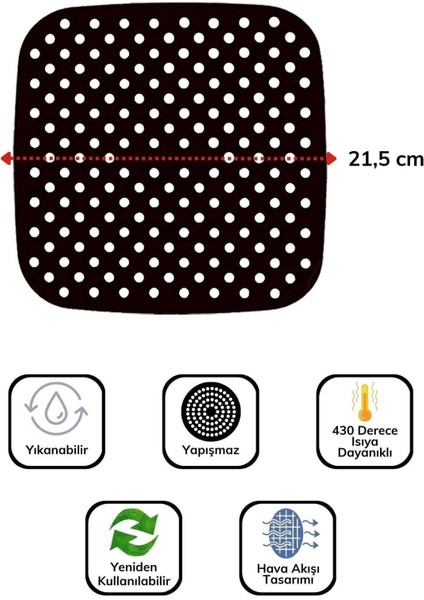 Xl/xxl Xiaomi Philipsuyumlu Isıya Dayanıklı Silikon Fritöz ve Airfryer Kare Model Pişirme Matı 21,5 fırsatları