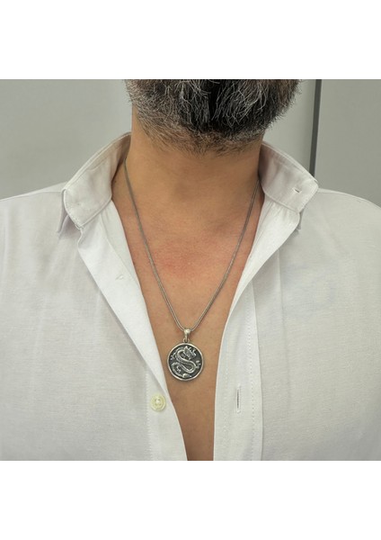 925 Ayar Gümüş Ejderha Model Erkek Kolye