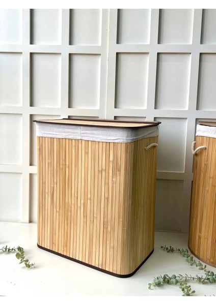 Bambu Çamaşır Sepeti Dikdörtgen 2 Bölmeli 63X52X32 fiyatları
