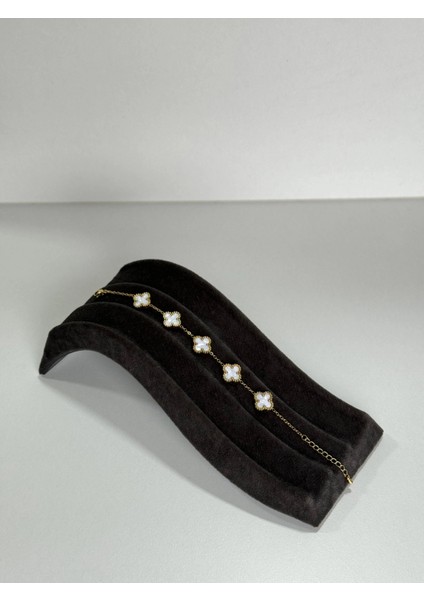 T-Blk-02 Gold Içi Beyaz Gonca Bileklik