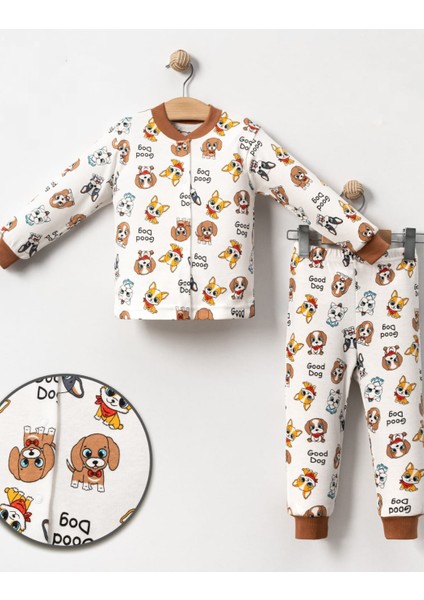 Kız Çocuk Köpek Baskı Desenli Pamuklu 2'li Pijama Takımı